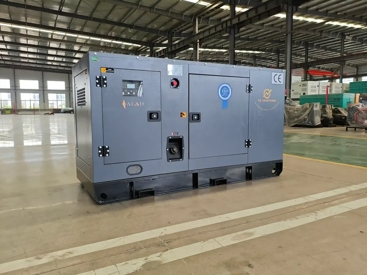 Silent diesel generator set with soundproofed canopy