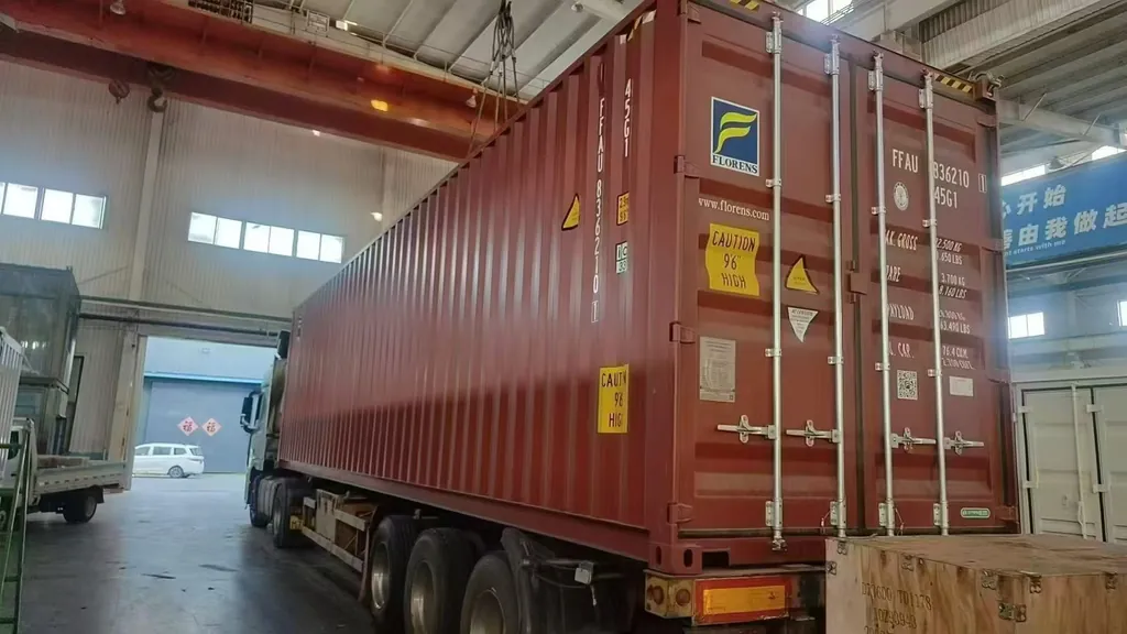 Generator set being packed for delivery